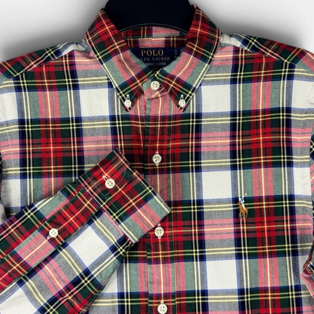 Polo Ralph Lauren Button Down Slim Fit Mens S Multi Color Plaid Cotton Excellent